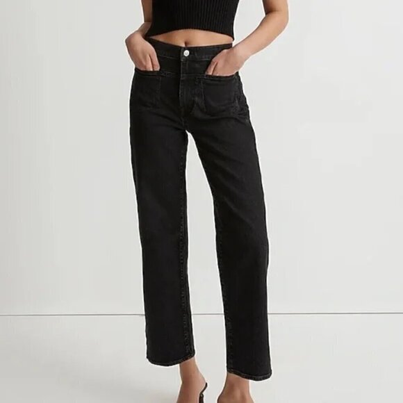 Not Your Daughter's Jeans Black Wide Leg Crop Stretch Tummy Tuck Jeans USA - Picture 1 of 11